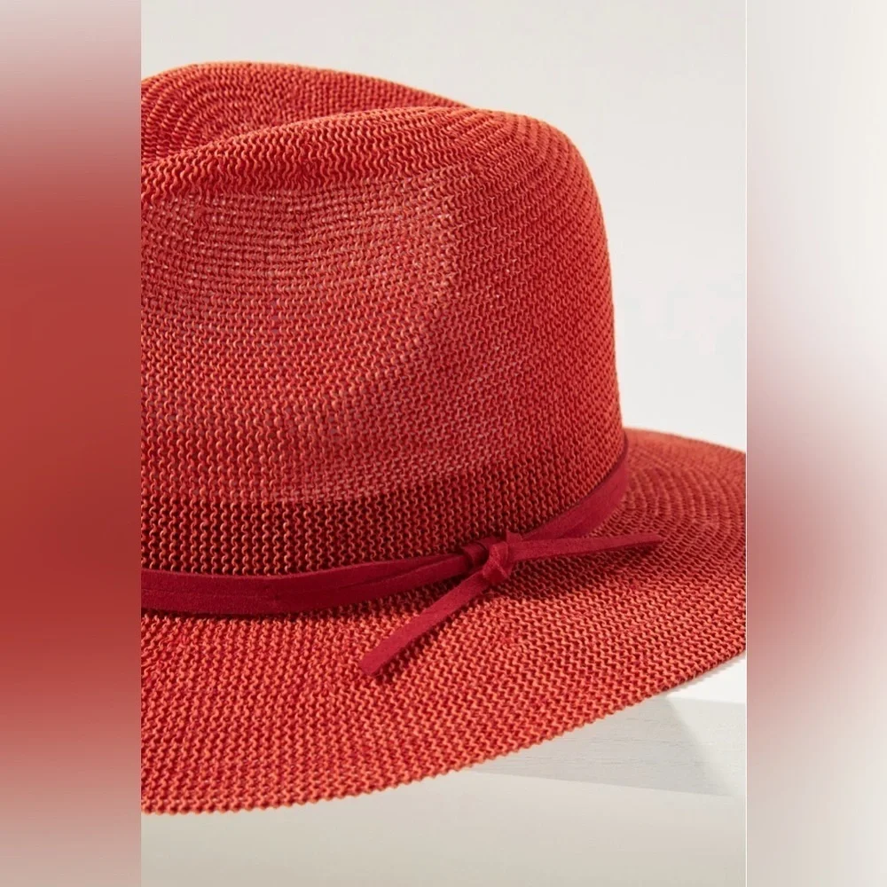‼️RARE‼️🎸ANTHROPOLOGIE🎸🔥NWT🔥Mesh Nubby Fedora in Burnt Orange